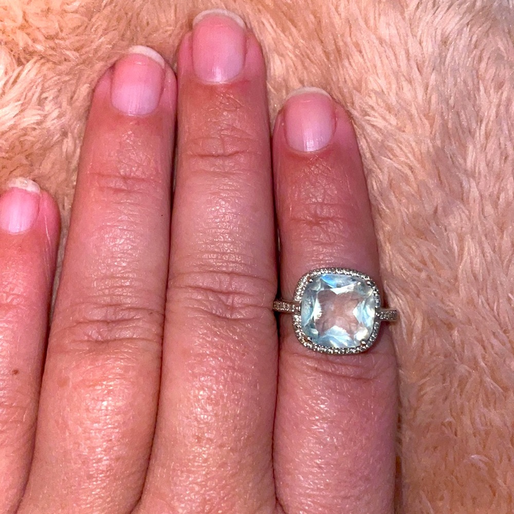 Green amethyst and diamond ring, size 8!